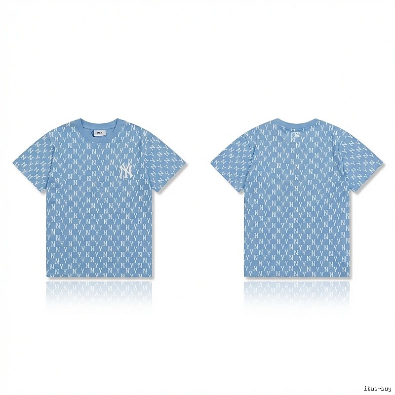 MLB full - print style light blue T - shirt