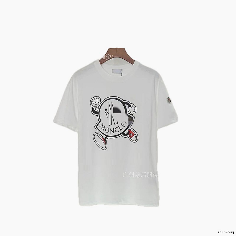 Moncler Cartoon Print Casual Style White T-Shirt