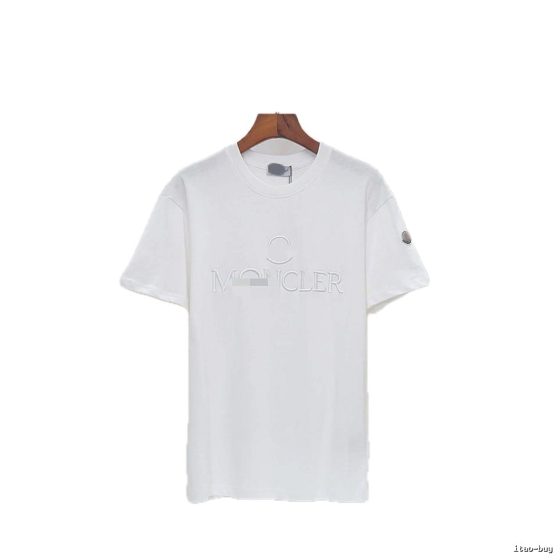 Moncler Embossed Casual Style White Short-sleeve T-shirt