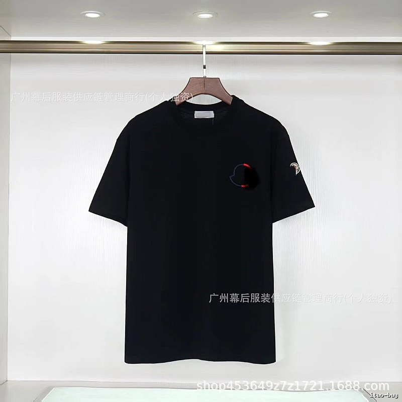 Moncler Embroidered Casual Black Short-sleeve T-shirt