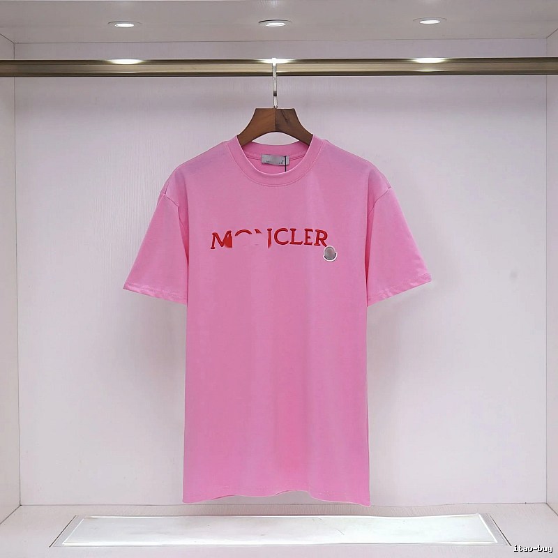 Moncler Embroidered Casual-style Pink T-Shirt