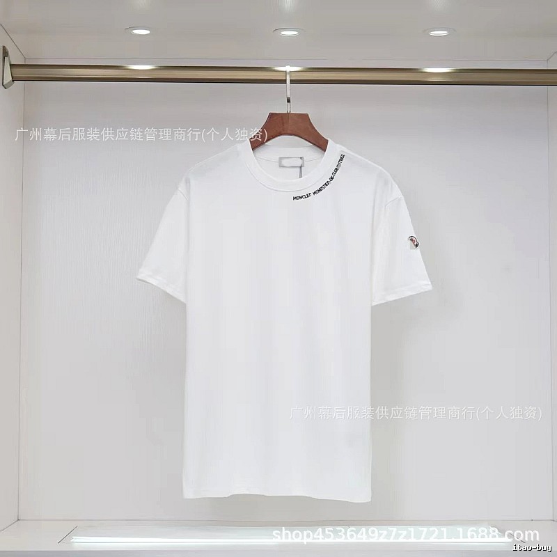 Moncler Embroidered Casual Style White Short-sleeve T-shirt