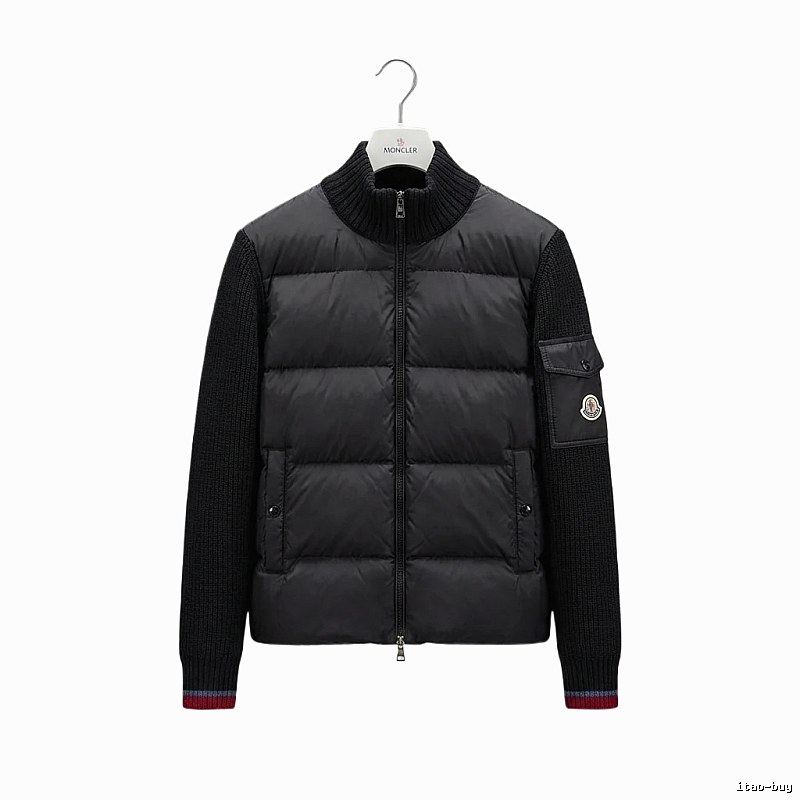 Moncler knitted and spliced black down jacket