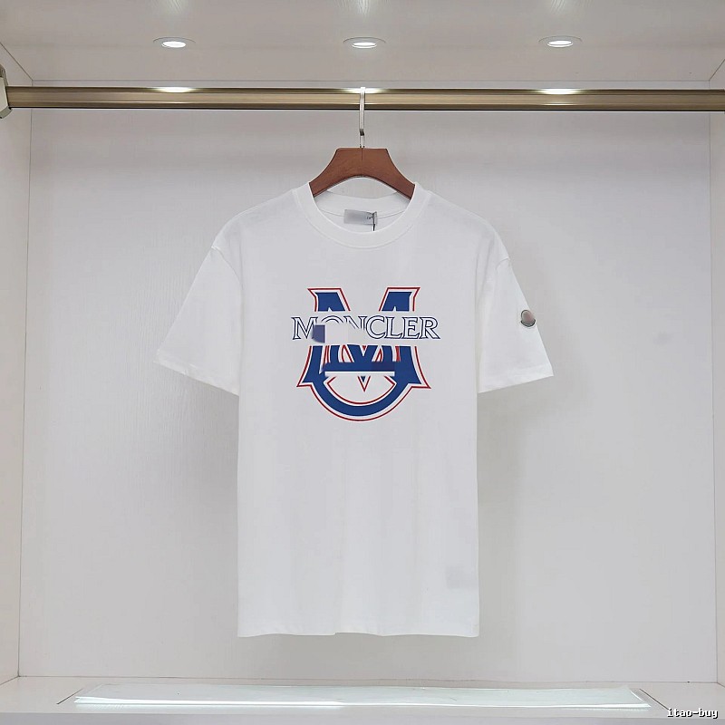 Moncler Large M Printed Casual Style White T-Shirt