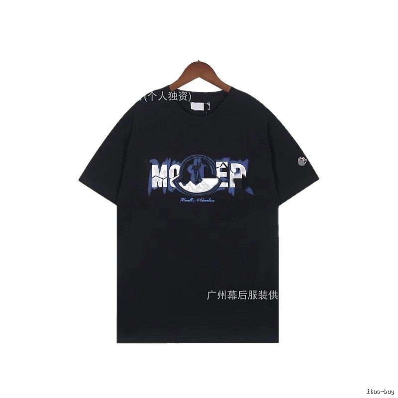 Moncler Letter Print Casual Black T-Shirt