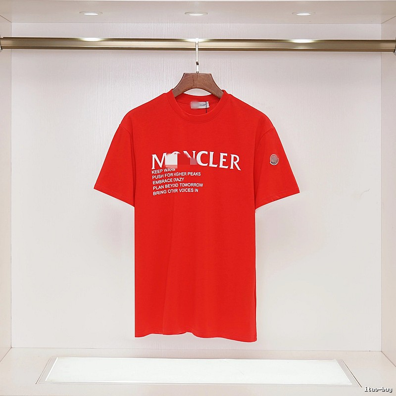 Moncler Letter Print Casual Style Red T-Shirt