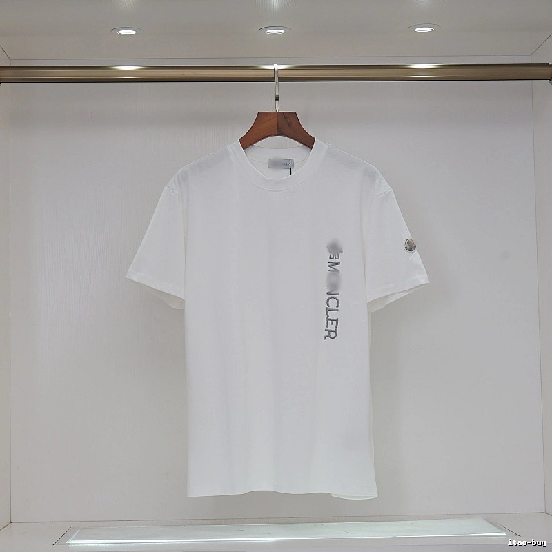 Moncler Letter Print Casual Style White T-Shirt