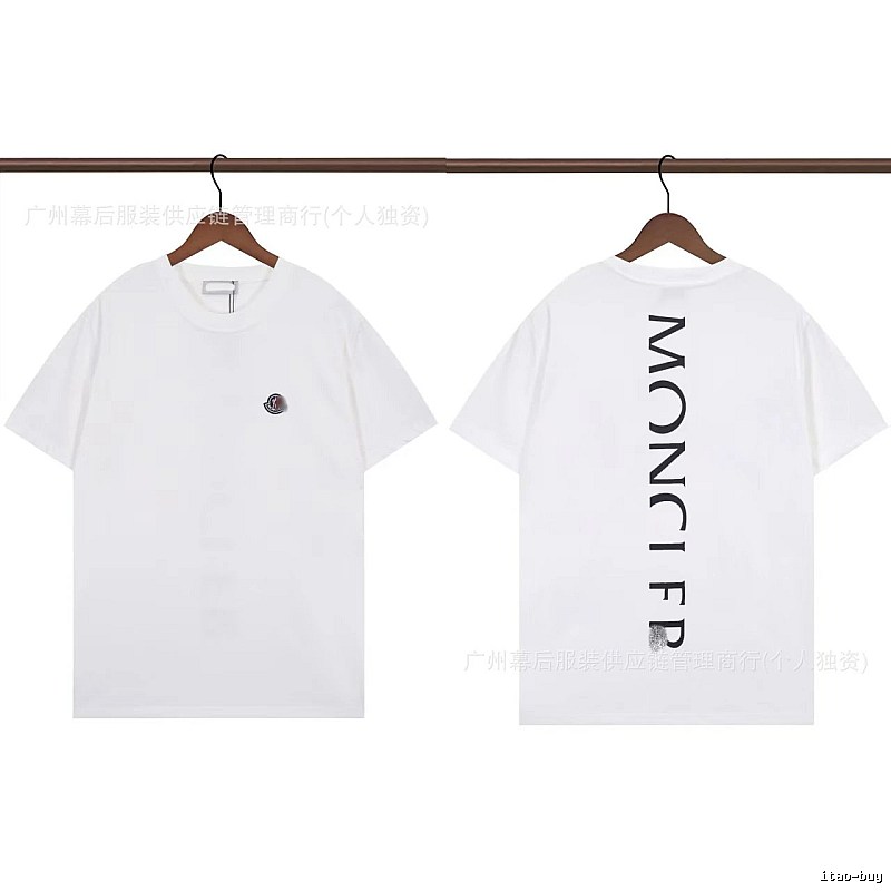 Moncler Letter Print Trendy Style White T-Shirt