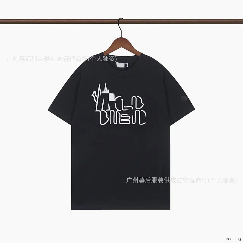 Moncler Neon Print Trendy & Cool Black T-Shirt