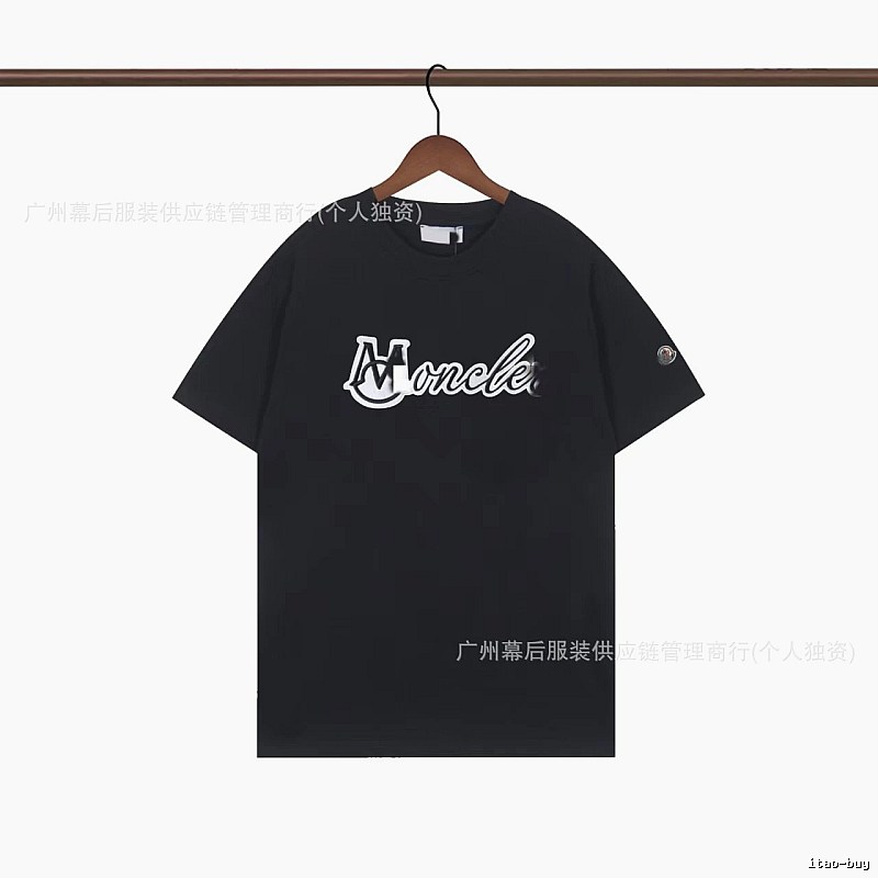 Moncler Printed Collection Streetwear Style Black T-Shirt