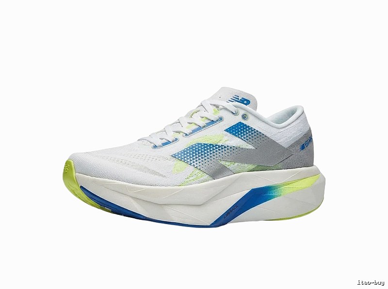 New Balance retro-style blue and white running shoes