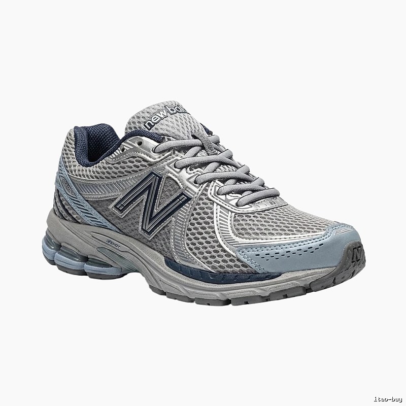 New Balance retro-style gray-blue sports shoes