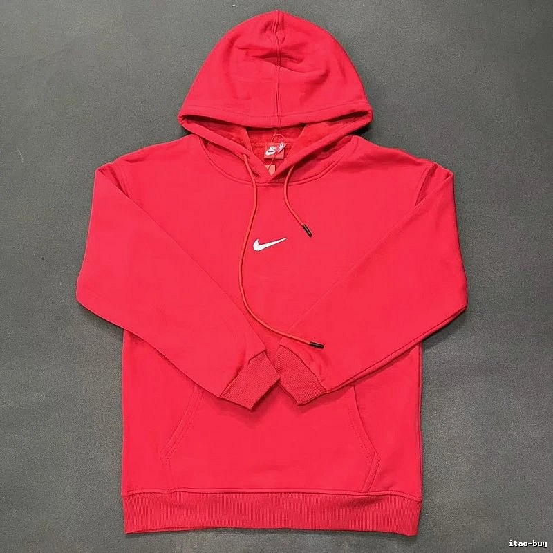 Nike Small Chest-Logo Detail Small-Logo Detail Red Zip Hoodie Commuter Look Swoosh
