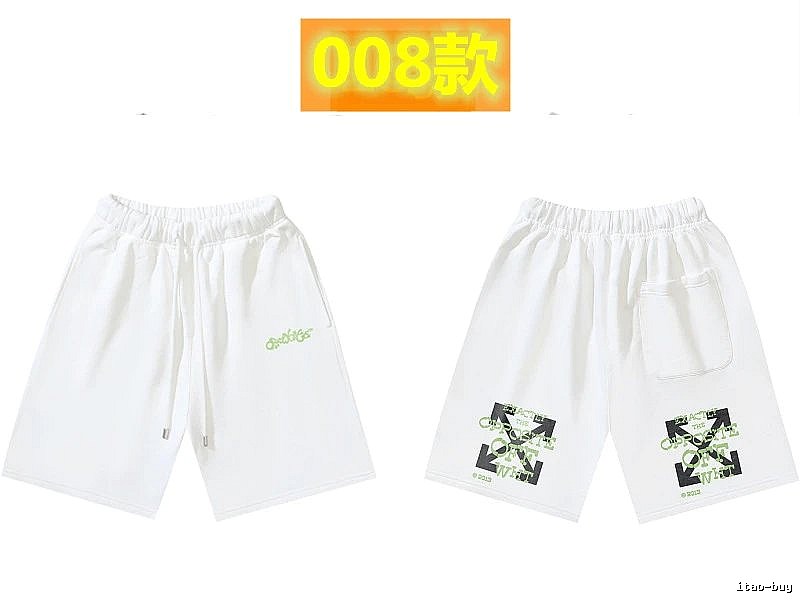 Off-White 008 style white trendy brand shorts