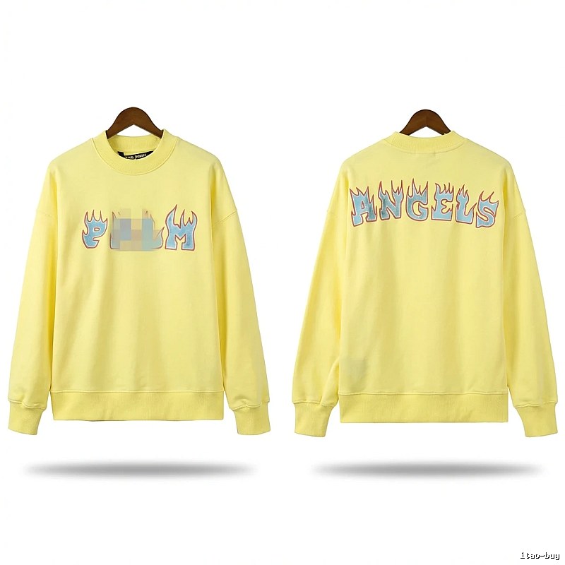Palm Angels Flame Trendy Brand Yellow Sweatshirt