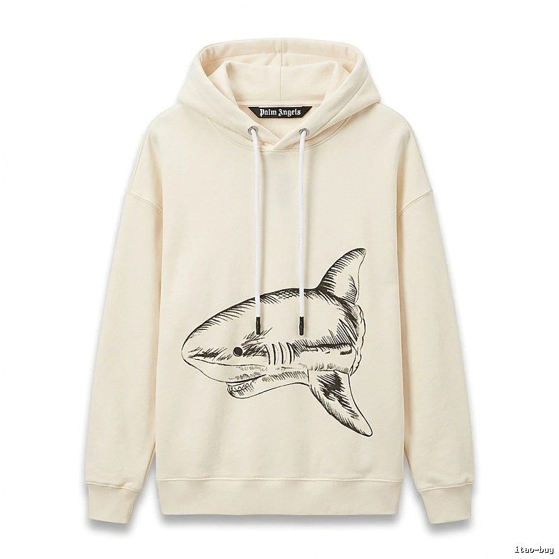 Palm Angels Shark Series Simple Style Beige Hoodie