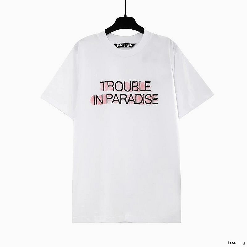 Palm Angels Streetwear Logo T-shirt White Palm Tree with Practical Shape