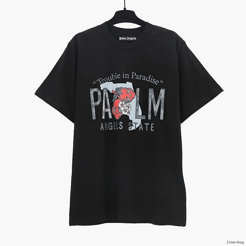 Palm Angels Travel Logo T-shirt White Palm Tree with Modern Look