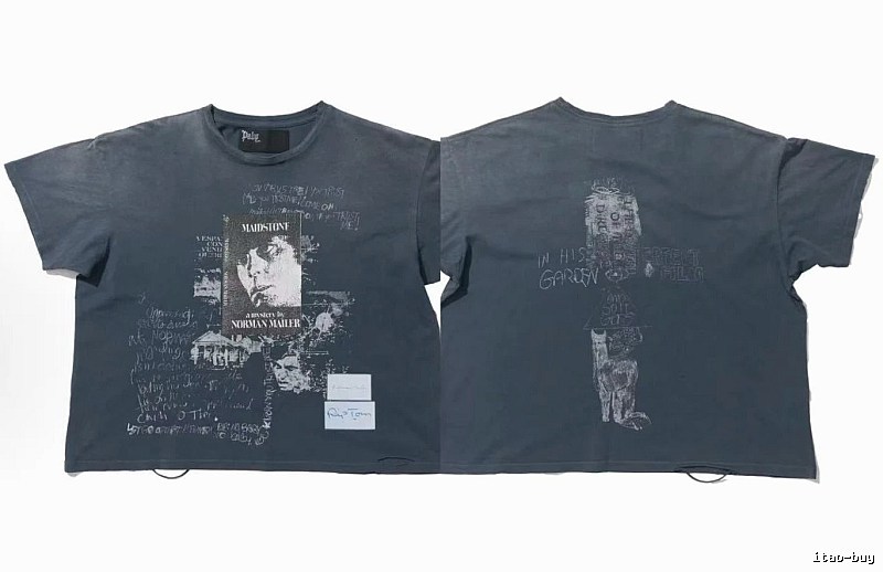 Paly Hollywood Portrait Graffiti Vintage Washed Grey T-shirt