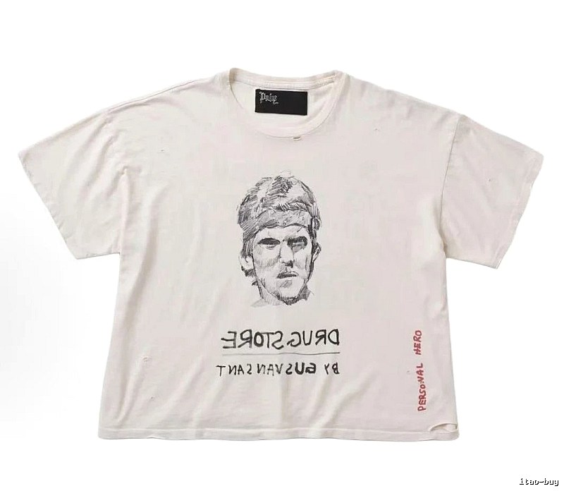 Paly Hollywood Retro Off-white Portrait Short Sleeve T-Shirt