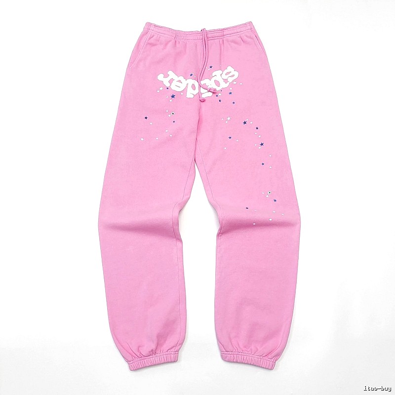 Pink Sp5der Graphic Sweatpants for travel