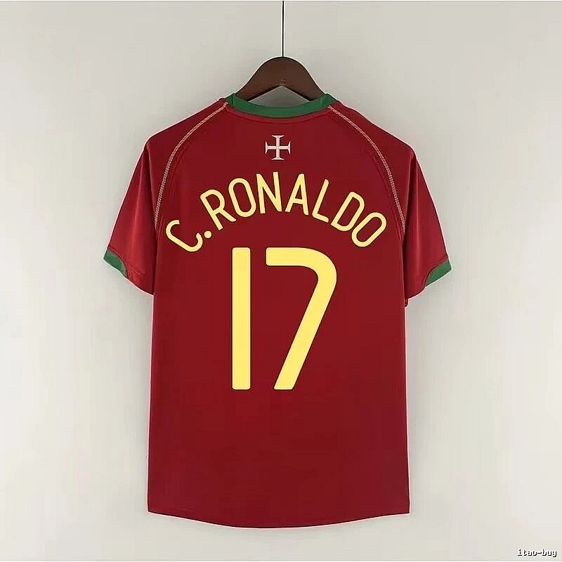 Portugal Classic Ronaldo #17 soccer jersey Red Portugal Football for Daily Styling