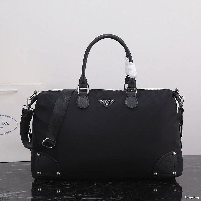 Prada Duffel Bag with Black Nylon Duffel Detail