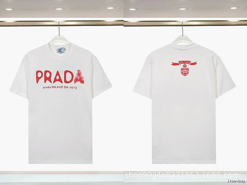 Prada Graffiti Collection Casual Style White Short-sleeve T-shirt