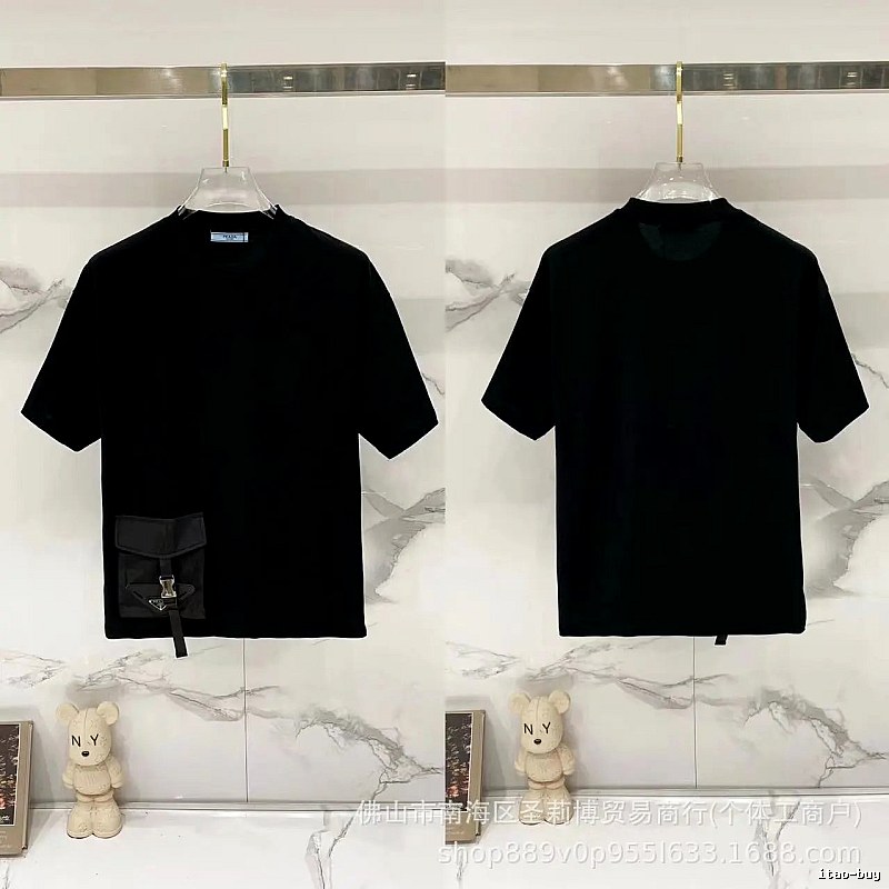 Prada Pocket Collection Minimalist Style Black Short-sleeved T-shirt