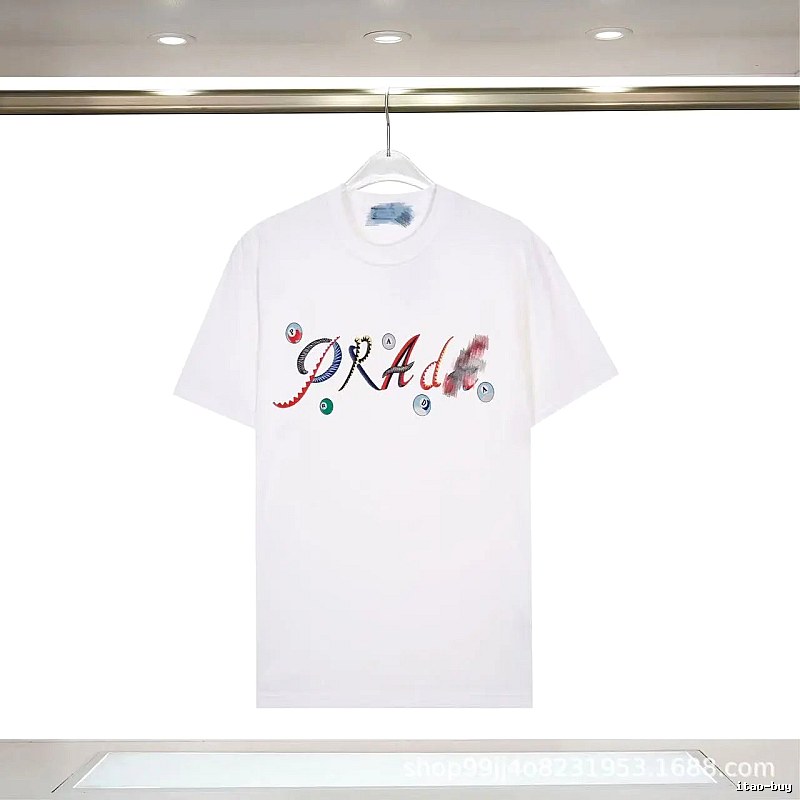 Prada Street Style White Short-sleeve T-shirt with Colorful Print