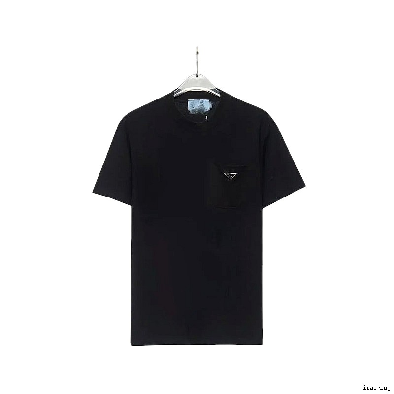 Prada Triangle Logo Minimalist Style Black Short-sleeve T-shirt