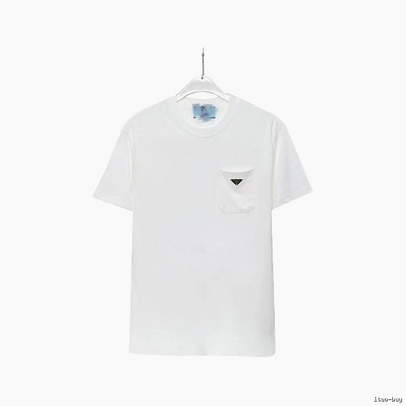 Prada Triangle Logo Minimalist Style White Short-sleeve T-shirt