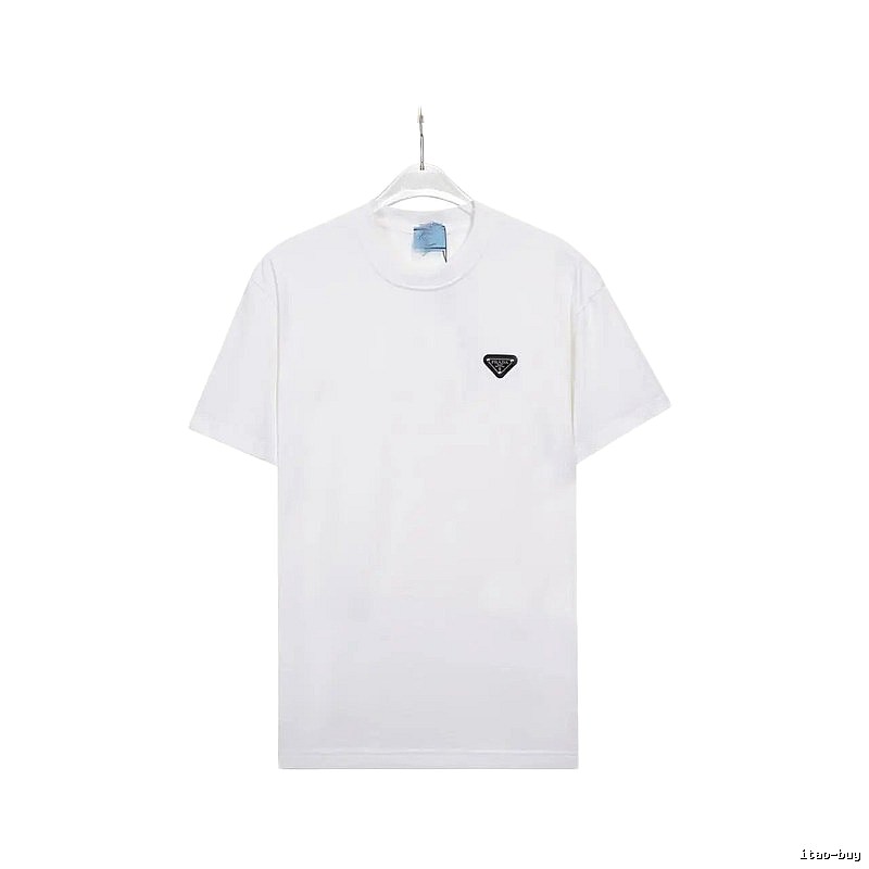Prada Triangle Logo Minimalist Style White Short-sleeve T-shirt