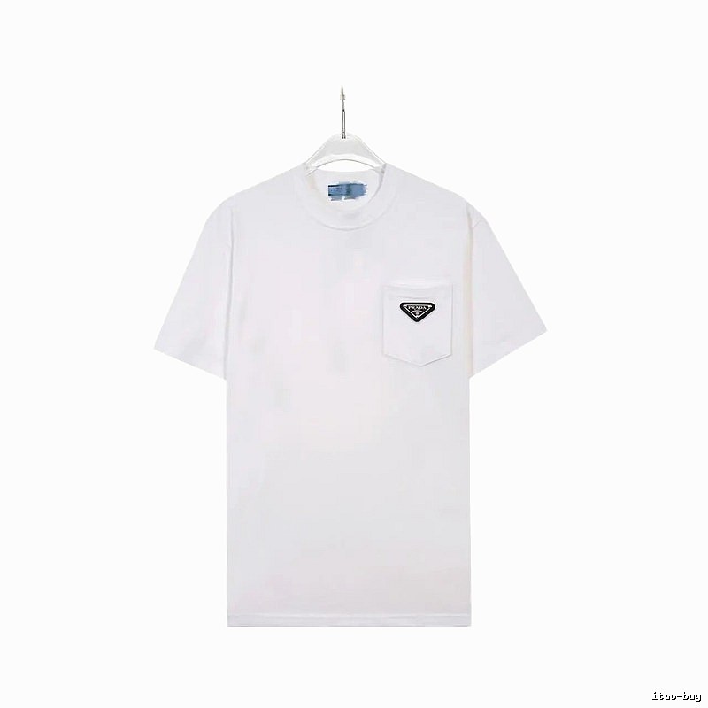 Prada Triangle Logo Minimalist Style White T-Shirt