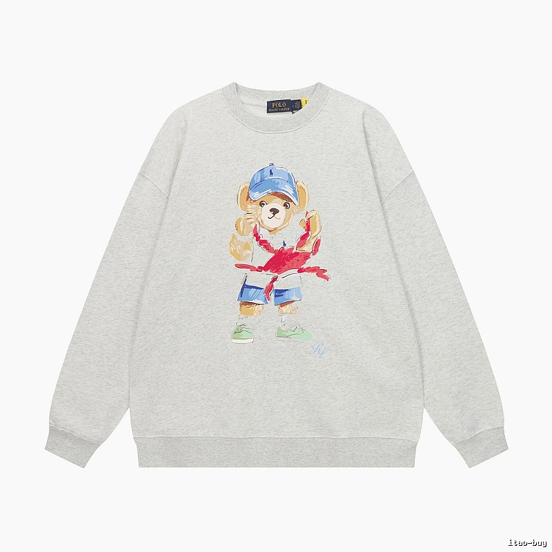 Ralph Lauren cartoon bear light gray sweatshirt