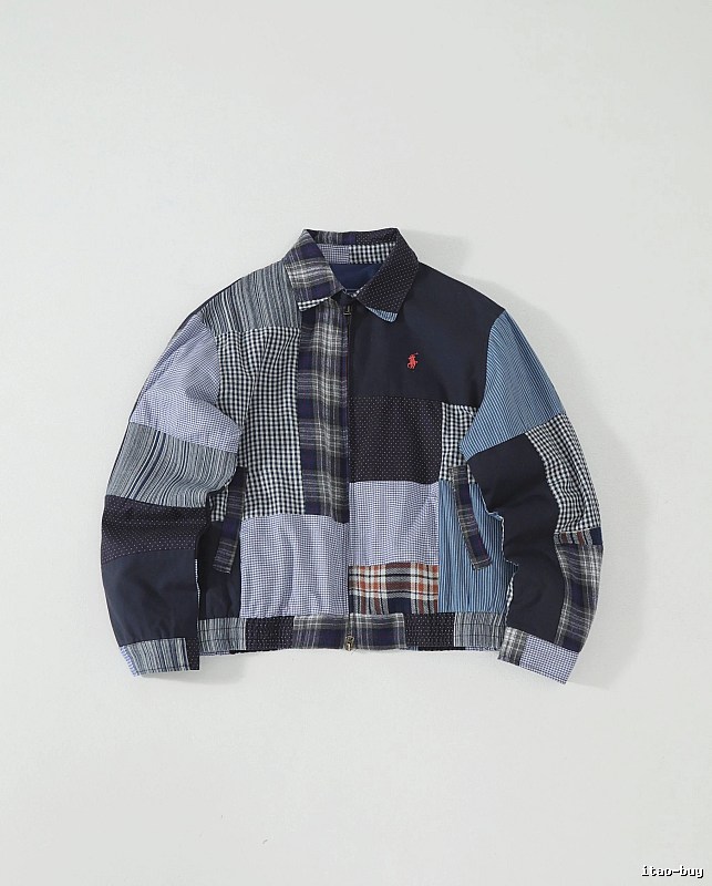 RalphLauren Blue Mixed Plaid Patchwork Shirt Jacket Gift Edit