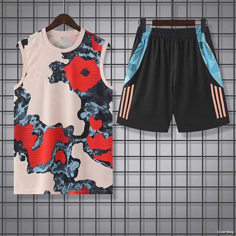 Real Madrid Premium Style Training jersey set Navy Sleeveless Top for Resort Outfits