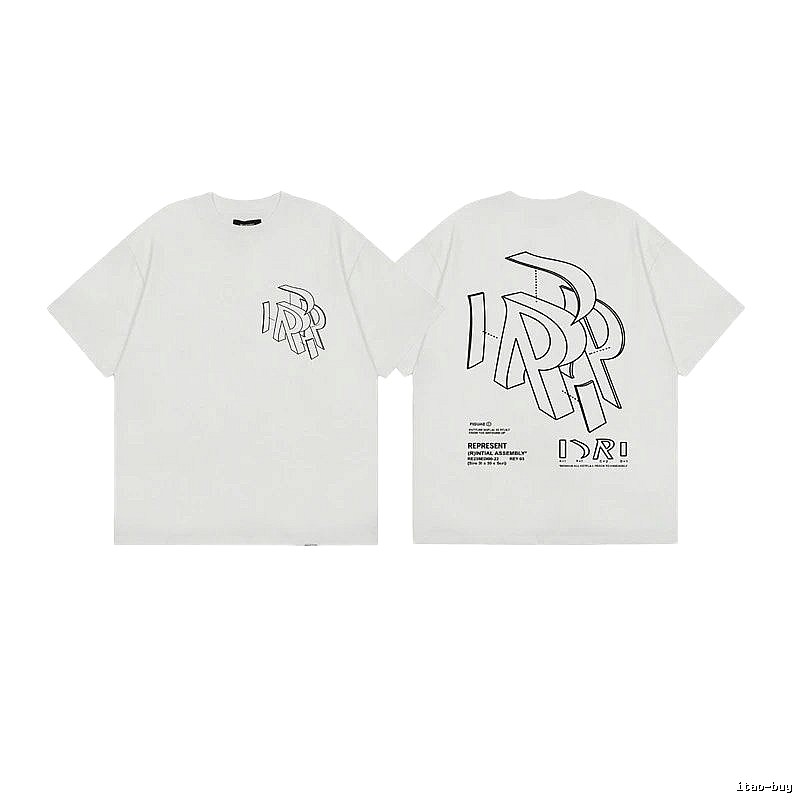 Represent Geometric Print Street-style Off-white T-shirt