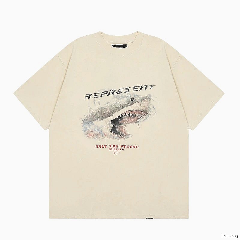 Represent Shark Print Vintage Beige T-Shirt