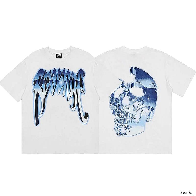 Revenge White Skull Graphic T-Shirt Active Casual