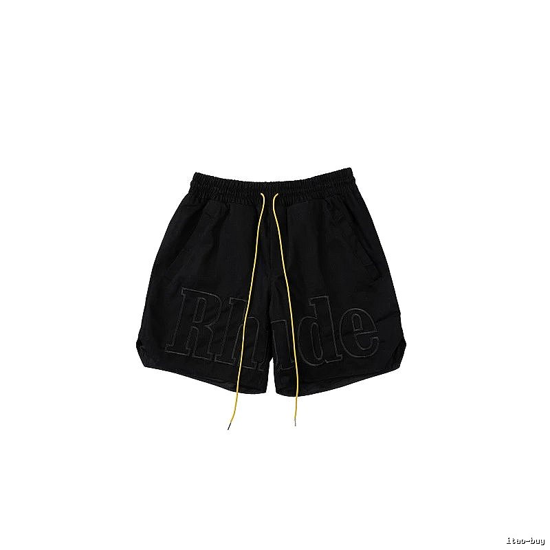 RHUDE trendy brand casual black shorts