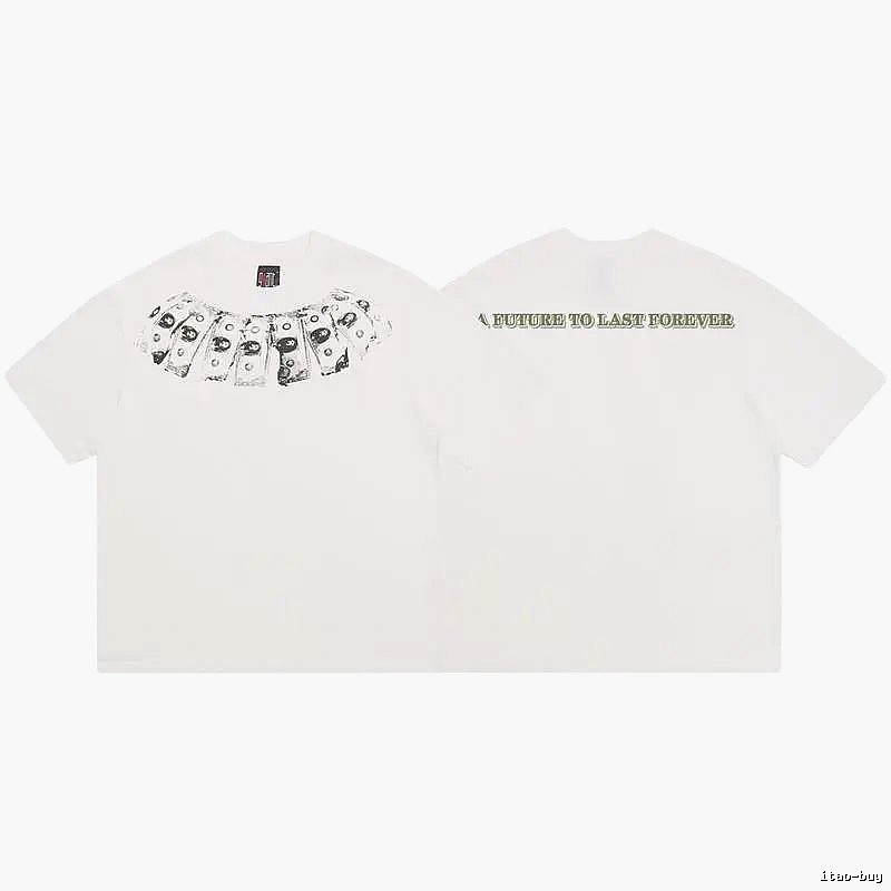 SAINT Dollar Bill Print Street Style White T-Shirt