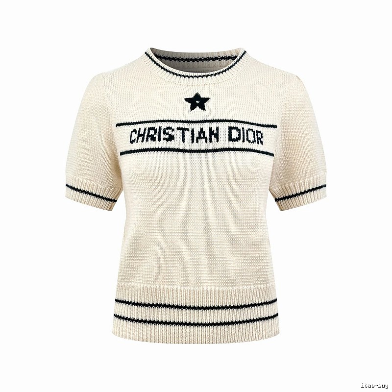 Short Sleeve Knit Sweater in Black by Dior