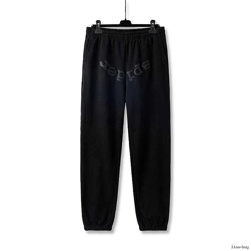 Sp5der Letter Trendy brand Black Sweatpants