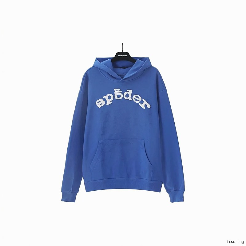 Sp5der Letter Trendy Brand Style Blue Sweatshirt