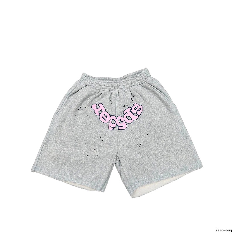Sp5der Printed Street Style Grey Shorts