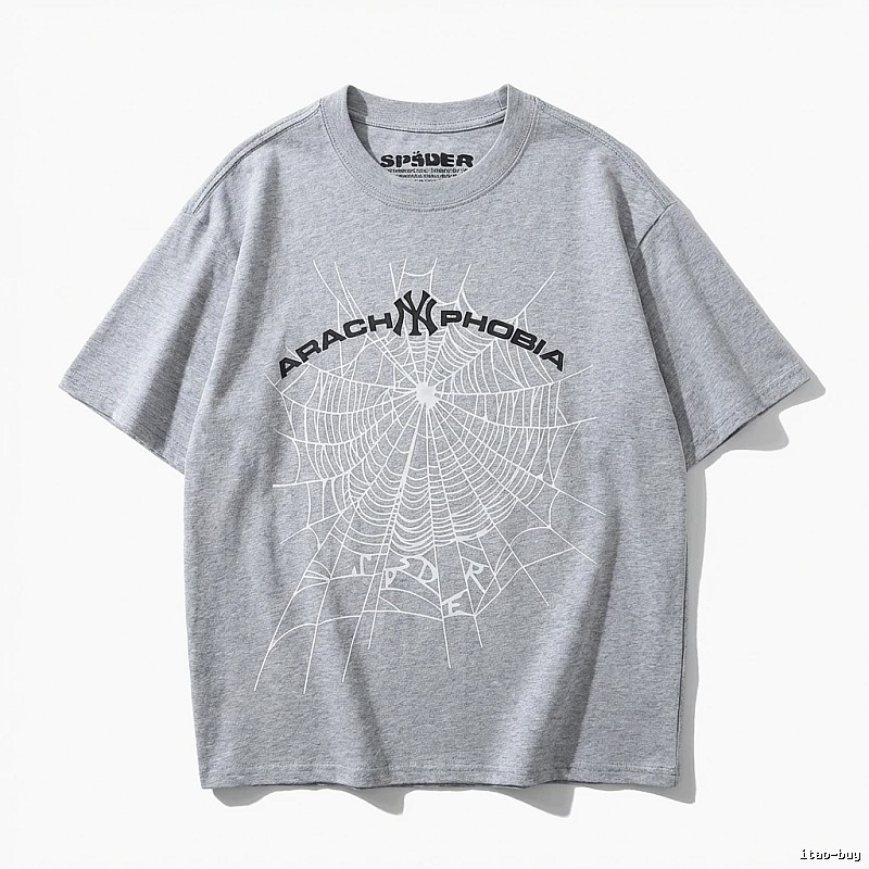 Sp5der Spider Web Trendy Grey T-shirt