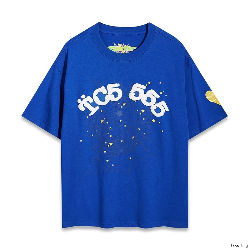 Sp5der Star Print Blue T-shirt