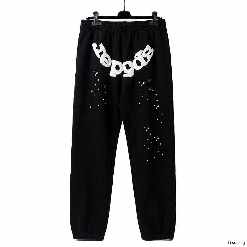 Sp5der Star Print Trendy and Cool Black Pants