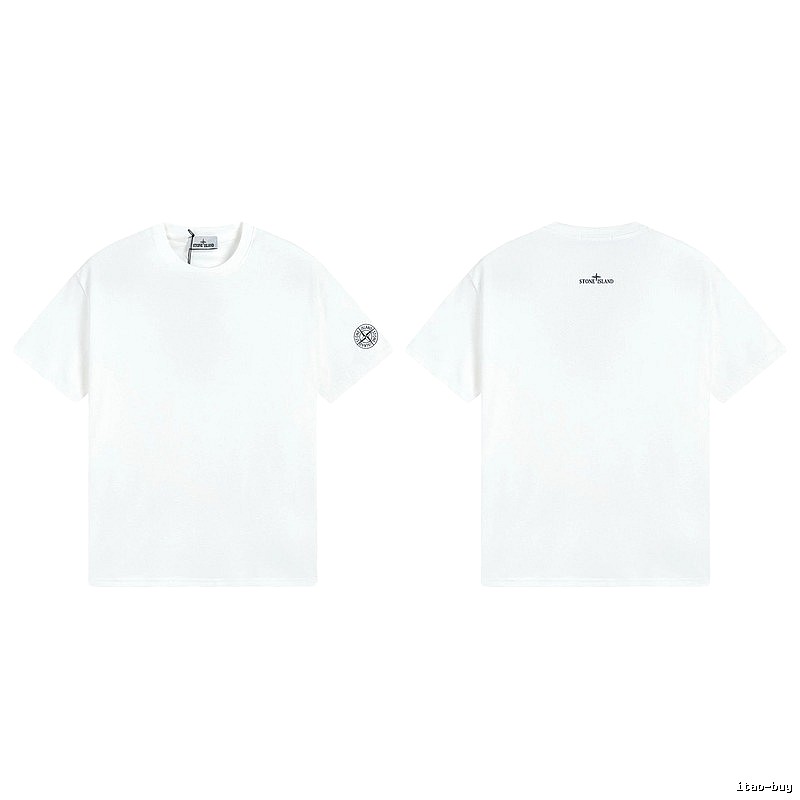 Stone Island Badge Minimalist Style White Short-sleeve T-shirt